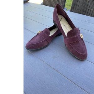 Isaac Mizrahi Live Plum Wine Boca Suede Loafers